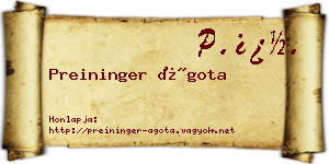 Preininger Ágota névjegykártya
